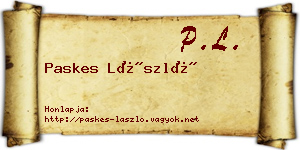 Paskes László névjegykártya
